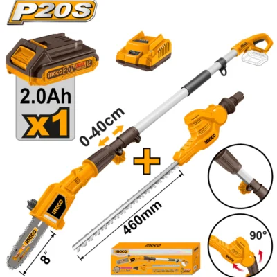 20V 1Batt 2A+Char منشار تشحيل شجر تلسكوبيك شفرتين