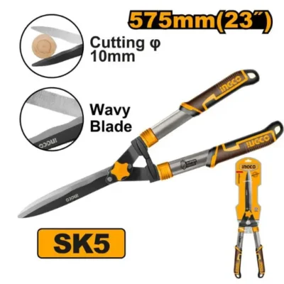 INGCO HHS6301 557mm 22" مقص تشحيل شجر طويل شفرات متموجة Hedge Shear Grass Cutter (Blade) Scissors Trimmer