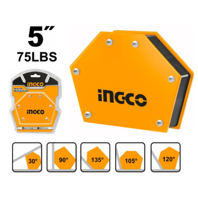 INGCO AMWH75052 5" 75LBS زاوية جمع مغنطيس للحديد مسدسة Magnetic Welding Holder