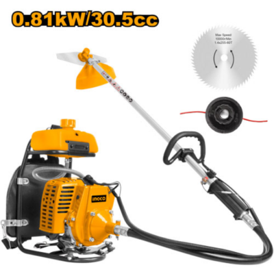 INGCO GBC31261-2 0.81KW 1.3HP 30.5cc حشاشة ضهر على البنزين خيط وديسك Gasoline Grass Trimmer and Bush Cutter
