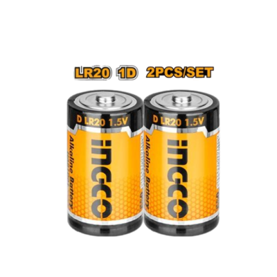 INGCO HAB1D01 2 pcs 1.5V LR20 Alkaline-D-بطارية كبيرة