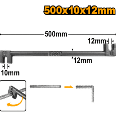 INGCO HBB10121 500MM (10&12)MM طعاجة حديد مبروم BENDING BAR