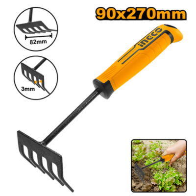 INGCO HFTR1008 90x270mm شوكة زراعية منزلية Garden Rake