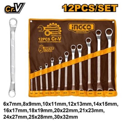 INGCO HKSPA3142 6-32 / 12 Pcs طقم مسنن مسنن Offset Ring Spanner Set
