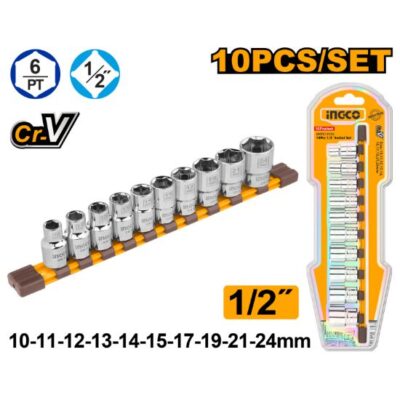 INGCO HKTS12103 10 PCS 1/2" طقم طربوش فدار Socket Set
