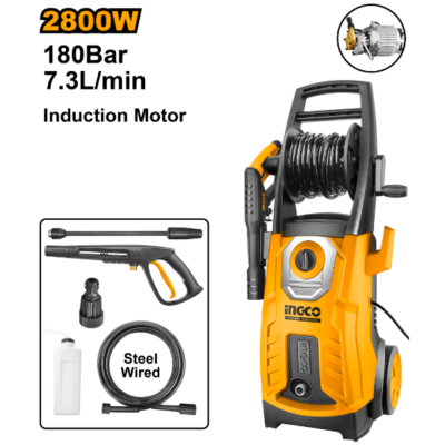 INGCO HPWR28008 2800W 180BAR 7.3L/MIN مكنة غسيل High Pressure Washer Induction Motor