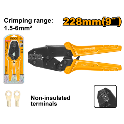 INGCO HRCPL1506 1.5-6mm² 9" بانسة تكبيس كوسات صناعية NON INSULATED TERMINALS CRIMPING PLIER