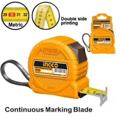 INGCO HSMT39 ABS متر بلاستك اصفر 1 ستوب Steel Measuring Tape Measure