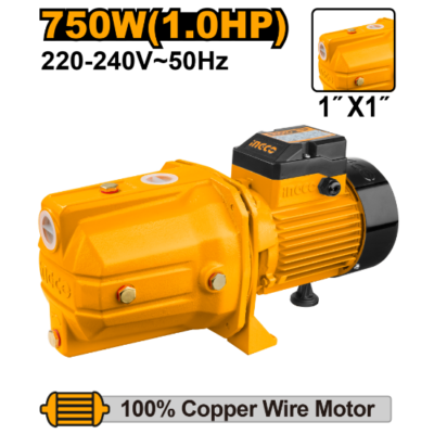 INGCO JP07508 1.0HP 750W مضخة مياه شفاط Self-priming Jet Water Pump