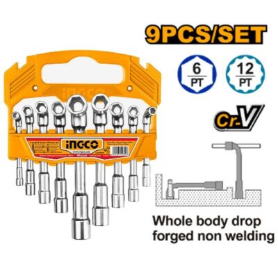 INGCO LASWT0901 9pcs 7-19mm طقم مفتاح كوع L-Angled Socket Wrench Set