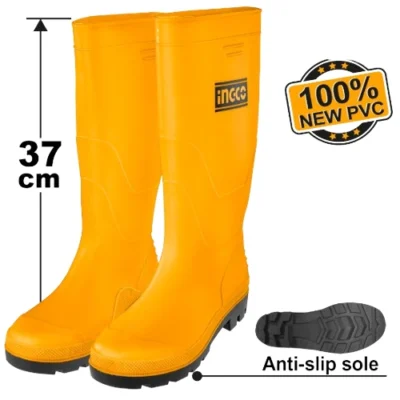 INGCO SSH092L. جزمة كوتشوك مقاومة للانزلاق Rain Boots 100% New Virgin PVC / Nitrile with Anti-Slip Sole