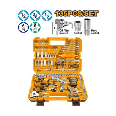 135Pcs (1/4",3/8,1/2") طقم طربوش وعدة علبة بلاستك