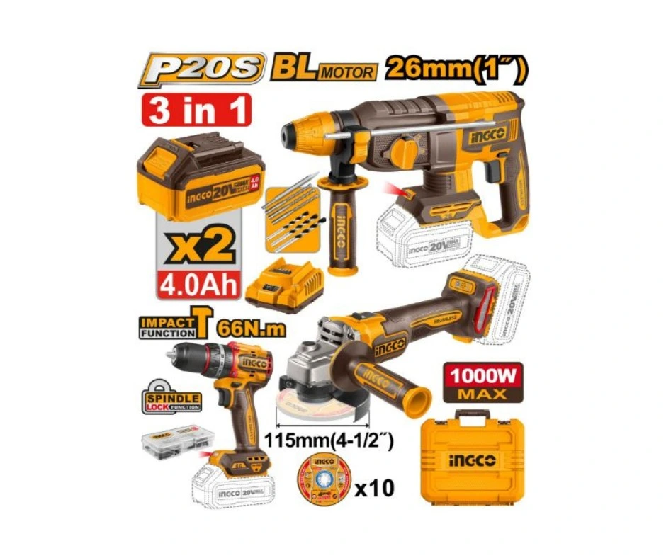 20V 2B 4A 26mm SDS صاروخ+مقدح بطارية رجراج +ديسكات+مقدح