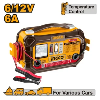 INGCO ING-CB1501 6/12V 6A شارجير بطارية Car Battery Charger