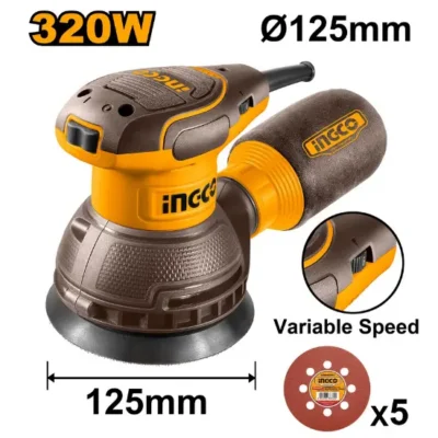 INGCO RS3216 320W 125MM حفافة مبرومة صناعية Rotary Sander Sanding Machine