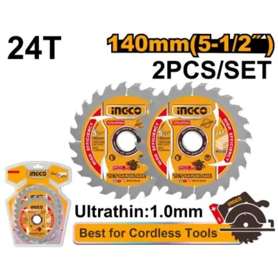 INGCO TSB1403 2PCS140MM 24T FOR CSLI1402 طقم ديسكات قص خشب Ultra Thin TCT Saw Blade Wood Cutting Disc
