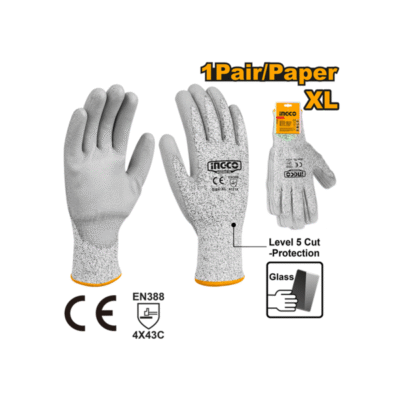 XL - (كفوف مقاوم للقطع رمادي (زجاج