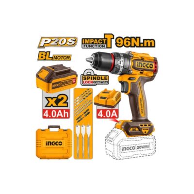 20V 2Batt 4A+Box 13mm BL 96 N.m مقدح بطارية صناعي رجراج