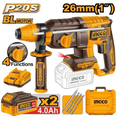 20V2Batt 4Ah+Box 26mm 4F BL برم وتكسير بطارية SDS مقدح