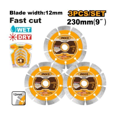 3Pcs/SET 230mm(bw 12mm) Seg W/D طقم ديسكات غرانيت