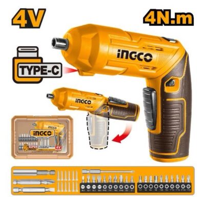 4V 24Pcs USB type-C 1/4" مفك بطارية مسكة متحركة مع اكسسوار