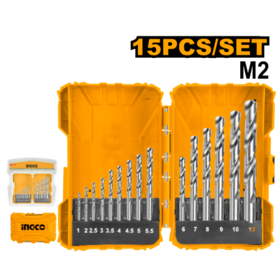INGCO AKDL51502 15 PCS طقم ريش حديد Drill Bit Set 1mm to 12mm For Metal
