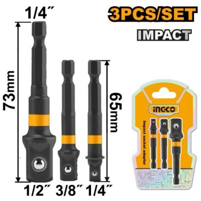 INGCO AMN365A01 3 PCS 1/2"-3/8"-1/4" طقم ادبتر راس هاكس Socket Adaptor Set with Hex Shank
