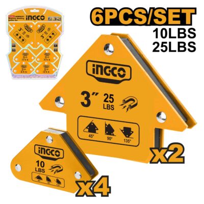 INGCO AMWH6001 6PCS طقم زاوية جمع مغنطيس للحديد MAGNETIC WELDING HOLDER SET