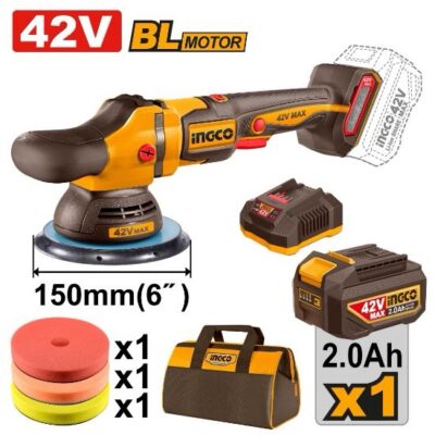 INGCO APLI42151 42V 1BATT 2AH+CHAR+BAG 150MM BL صاروخ بوليش بطارية سرعات Cordless Polisher Industrial