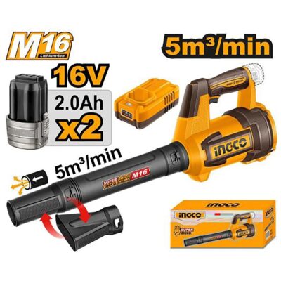 INGCO CABLI168082 16V 2BATT 2AH+CHAR بلور حدائق كبير نفخ بطارية Cordless Blower