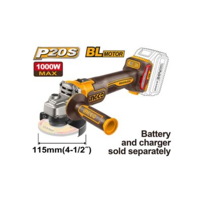 INGCO CAGLI27153 20V 115MM 1000W BL صاروخ بطارية Cordless Angle Grinder