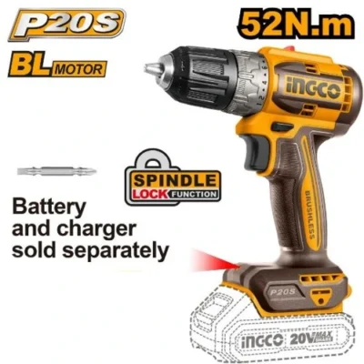 INGCO CDLI204531 20V BL 10MM مقدح بطارية سرعتين فدار Brushless Cordless Drill (Bare Tool)