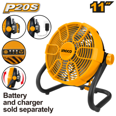 INGCO CFALI2002 20V 11' 0-360°' مروحة بطاريية مع قاعدة متحركة Cordless Fan