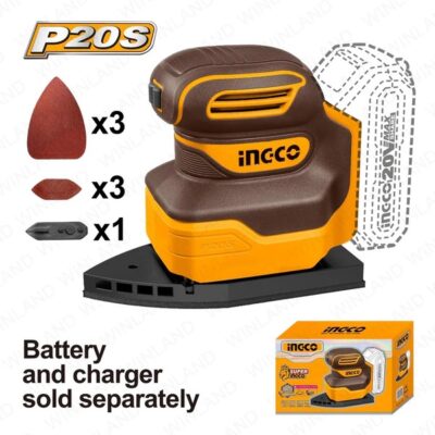 INGCO CPSLI2014 20V حفافة زوايا راس مثلث بطارية Cordless Palm Sander