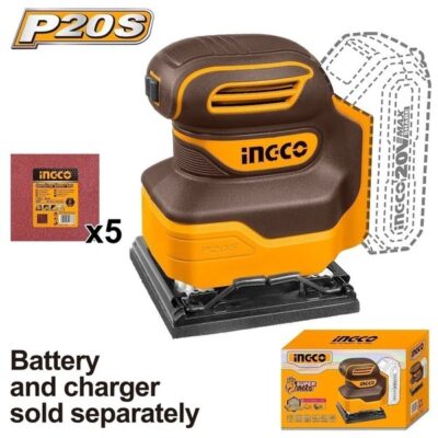 INGCO CSHSLI2014 20V (110X100) حفافة مربعة Cordless Sheet Sander