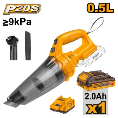 INGCO CVLI20126 20V 1BATT 2A+CHAR 0.5L مكنسة يد فارة بطارية Cordless Vacuum Cleaner