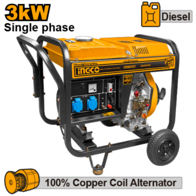 INGCO GDE30001 3KW MAX 13.5A DIESEL مولد كهرباء ديزل-حبلة Diesel Generator with Rope