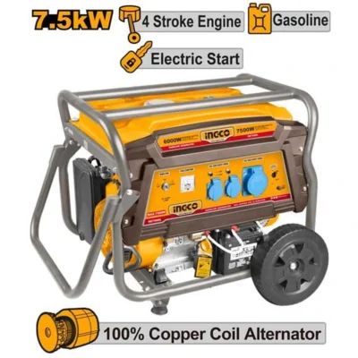 INGCO GE75006 7.5KW MAX 34A مولد كهرباء بنزين-مارش وحبلة Gasoline generator Recoil+Electric