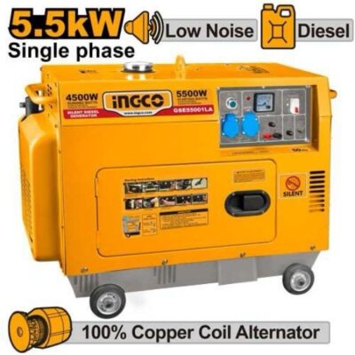INGCO GSE55001LA 5KW MAX 22.5A DIESEL مولد كهرباء مسكر ديزل-مارش Silent Diesel Generator (Low Noise)