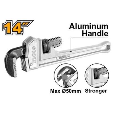 INGCO HALPW0114 14" رنش مسكة المنيوم مقوى صناعي Pipe Wrench Aluminum Handle