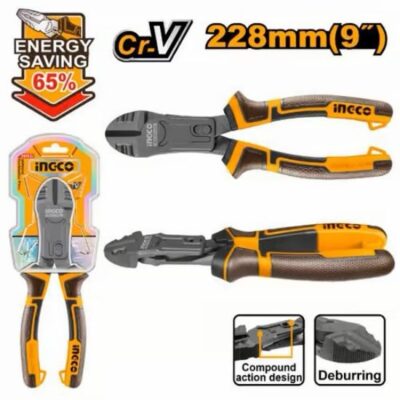 INGCO HCDCP58230 9" 228MM ENERGY SAVING 65% قطاعة بولاد عنق طويل Compound Action Diagonal Cutting Pliers