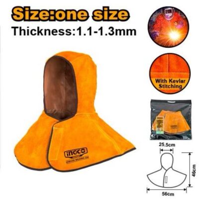 INGCO HGV0301 1.1-1.3 MM غطاء رأس لحام مقاوم  للحرارة واللهب  Safety Welding Protective Gear Cowhide