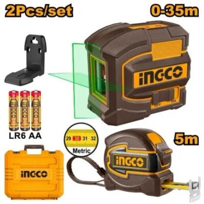 INGCO HLL680081-1 0-35M ليزر شقلة أخضر + متر وشنطة Self-leveling line laser kit