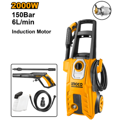 INGCO HPWR20008 2000W 150BAR 6L/MIN مكنة غسيل High Pressure Washer Induction Motor