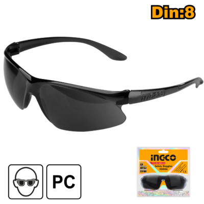INGCO HSG06 DARK SHADE : 8 عوينات حماية اسود Safety Goggles for Eye Protection Glasses