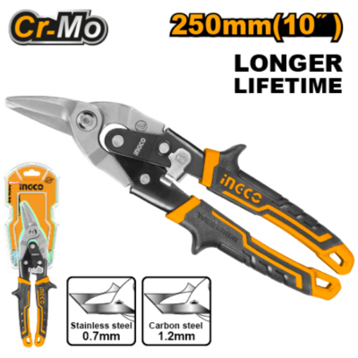 INGCO HTSN2610R 10"(250MM) مقص تول يمين CR-MO RIGHT CUT AVIATION SNIP