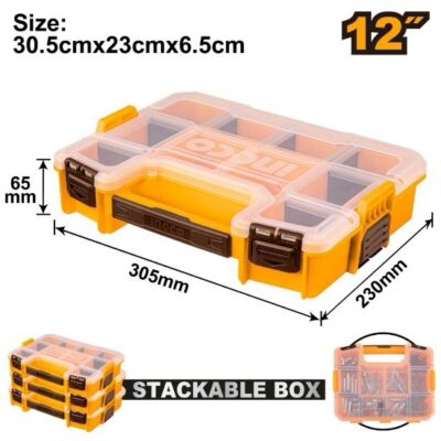 INGCO PBX1211 12" علبة براغي غطاء شفاف  Plastic Stackable Screw Box Organizer