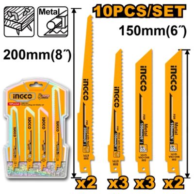 INGCO RSB1001 10PCS طقم نسلات منشار خشب وحديد ترددي Reciprocating Saw Blades Set