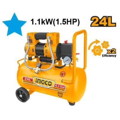 INGCO ACS111242  24L 1100W (1.5HP) كومبرسور هواء كاتم  AIR COMPRESSOR