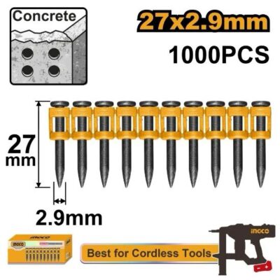 INGCO ANA02271  1000PCS (27X2.9)MM مسمار فرد بطارية بولاد للكونكريت CONTINUOUS FIRING NAILS